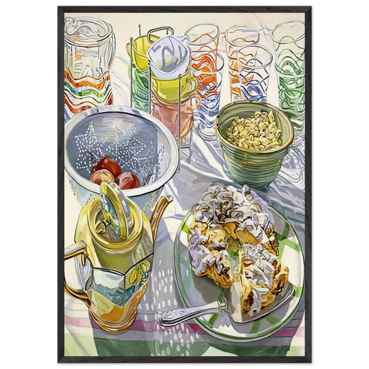 COFFEE CAKE 2003 - Janet Fish 70x100 cm / 28x40 inches Framed Art Print – Black Wooden Frame