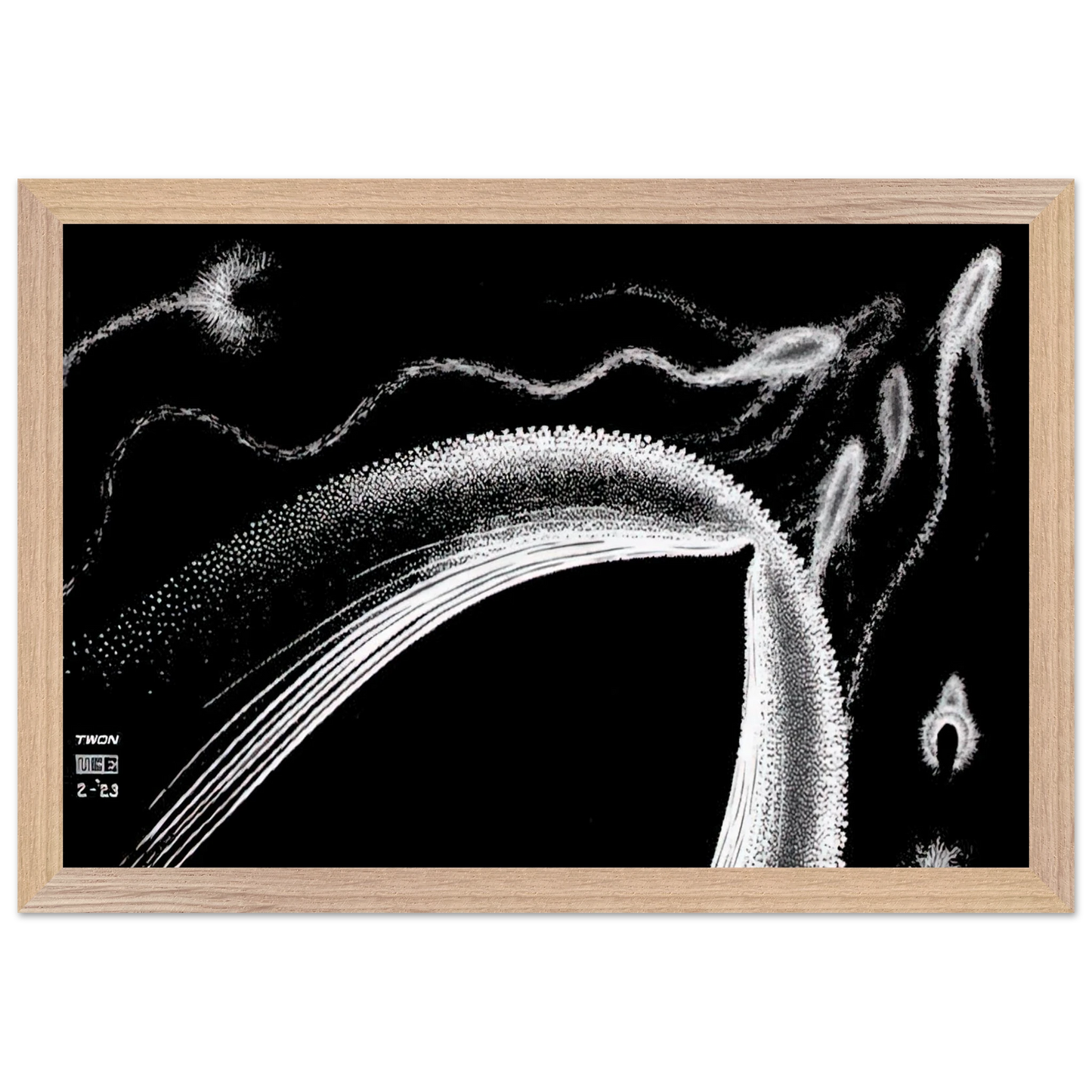 MC Escher - DOLPHINS Wall Art - 30x40 cm / 12x16 inches - Premium Wooden Framed Poster With Fine Art Paper - Black frame