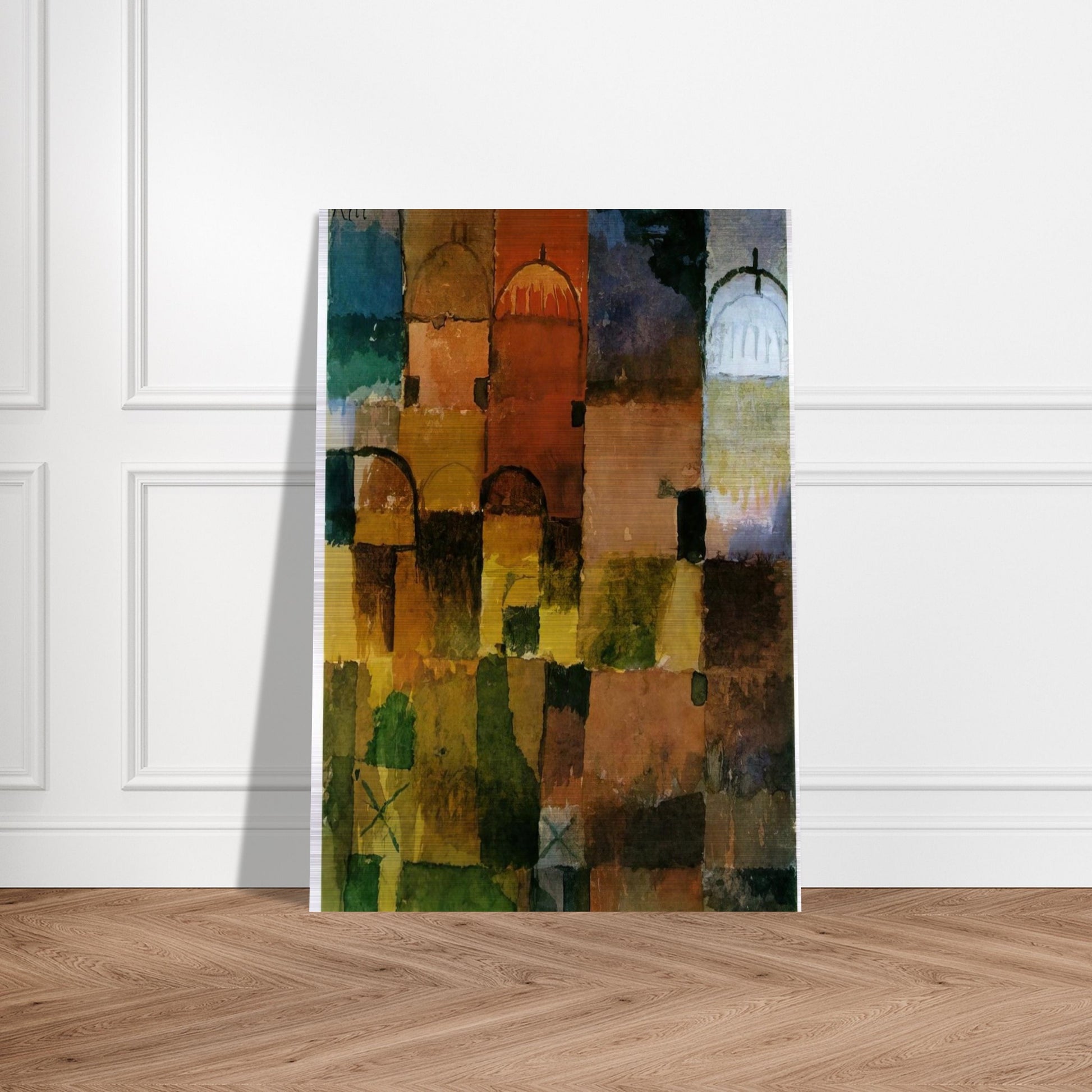 RED AND WHITE DOMES 1914 - Paul Klee Brushed Aluminum Print - 70x100 cm / 28x40 inches | Paul Klee Aluminum Print | Paul Klee Prints