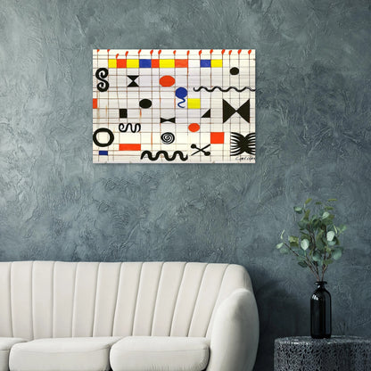 GRID WITH SYMBOLS 1966 - Alexander Calder Brushed Aluminum Print - 70x100 cm / 28x40 inches | Alexander Calder Aluminum Print | Alexander Calder Prints