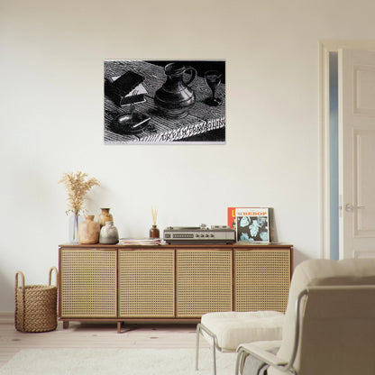 BOOKPLATE DR P H M TRAVAGLINO - MC Escher Brushed Aluminum Print - 70x100 cm / 28x40 inches | MC Escher Aluminum Print | MC Escher Prints