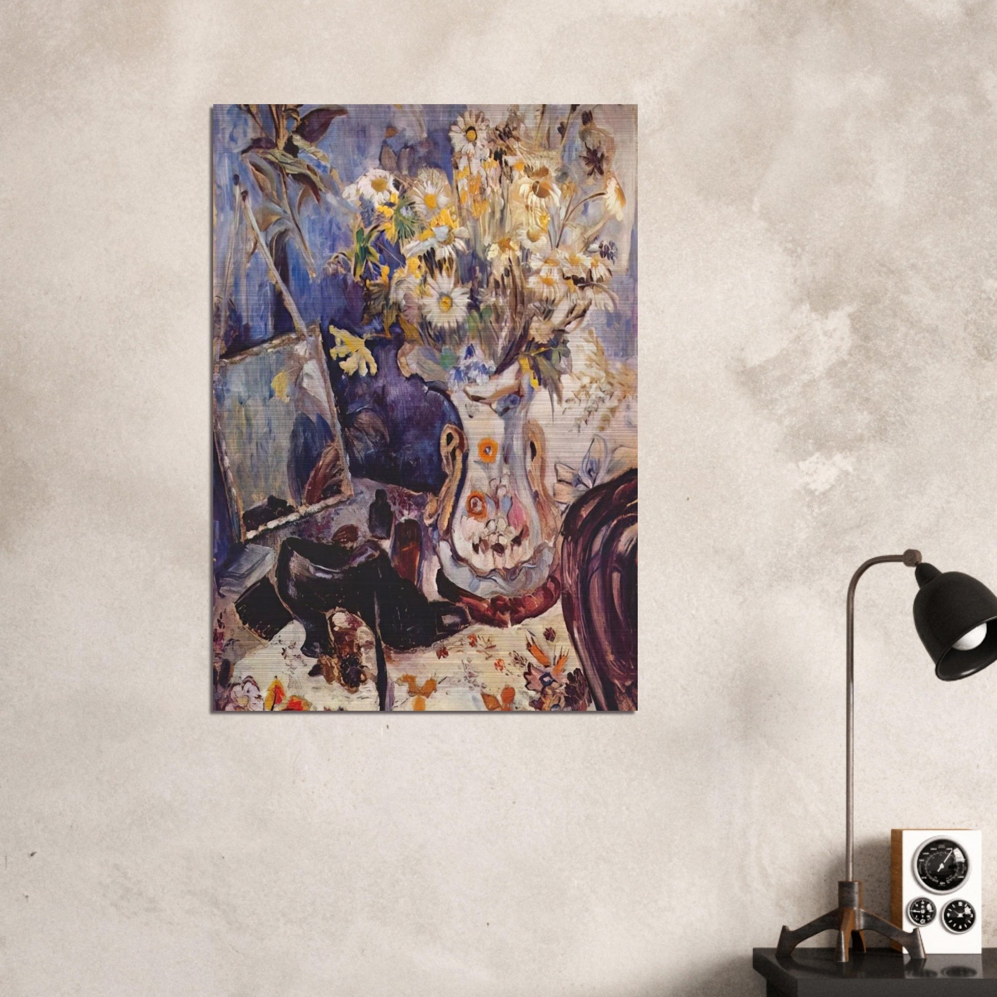 Still life with shoe and mirror - 1906 - Natalia Goncharova Brushed Aluminum Print - 70x100 cm / 28x40 inches | Natalia Goncharova Aluminum Print | Natalia Goncharova Prints