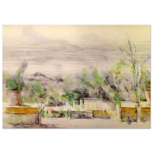 The Garden Terrace at Les Lauves - Paul Cézanne Brushed Aluminum Print - 70x100 cm / 28x40 inches | Paul Cézanne Aluminum Print | Paul Cézanne Prints