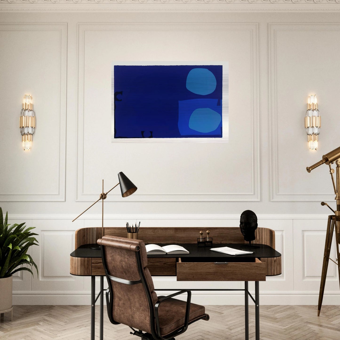 Four Blues Two Discs - 1970 - Patrick Heron Brushed Aluminum Print - 70x100 cm / 28x40 inches | Patrick Heron Aluminum Print | Patrick Heron Prints