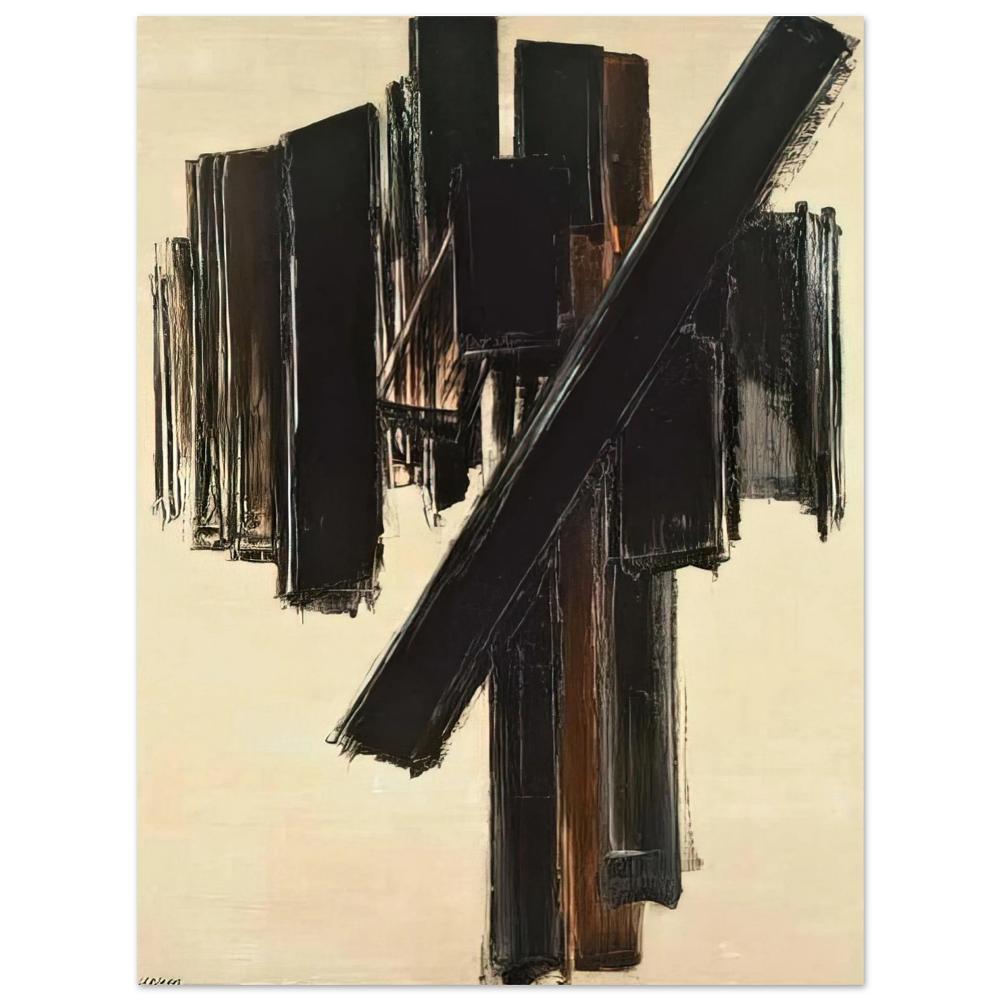 Pierre Soulages - Peinture, 10 juin 1958 - 1958  75x100 cm / 30x40inches Fine Art Poster