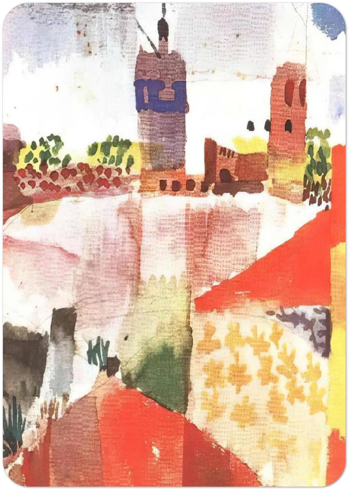 HAMMAMET WITH MOSQUE 1914 By Paul Klee Pack of 10 Post Cards | Paul Klee Post Cards | A6 (10.5 x 14.8 cm) - 4.1 x 5.8 inches