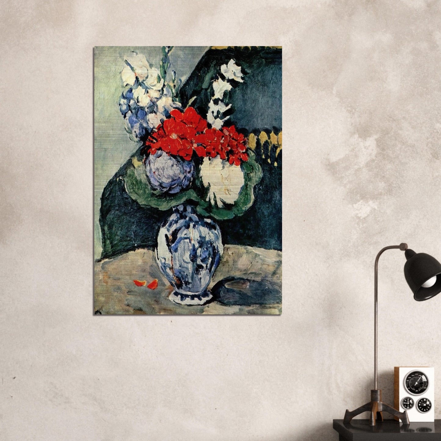Still life, Delft vase with flowers - Paul Cézanne Brushed Aluminum Print - 70x100 cm / 28x40 inches | Paul Cézanne Aluminum Print | Paul Cézanne Prints