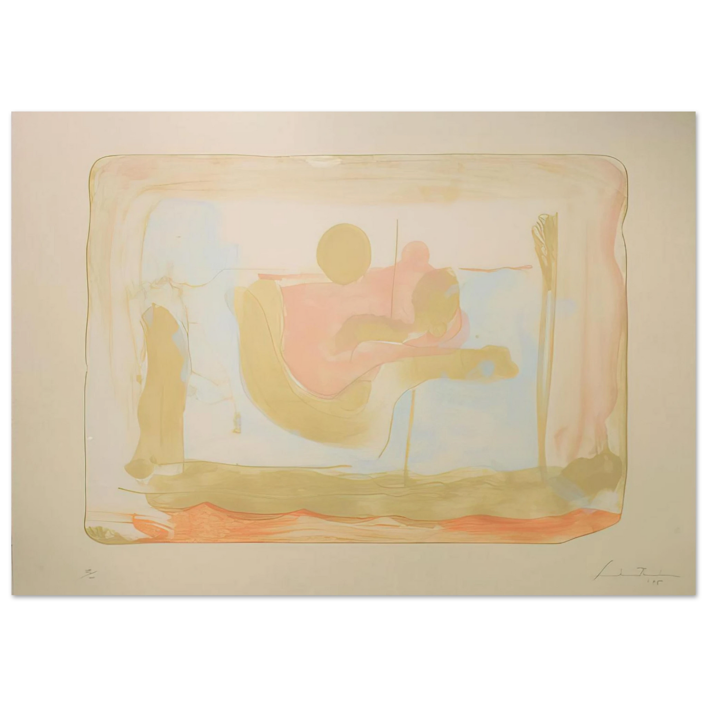 Helen Frankenthaler - Reflections I - 1995 Wall art - 60x80 cm / 24x32 inches - Premium Wooden Framed Poster With Fine Art Paper-canvas - White frame