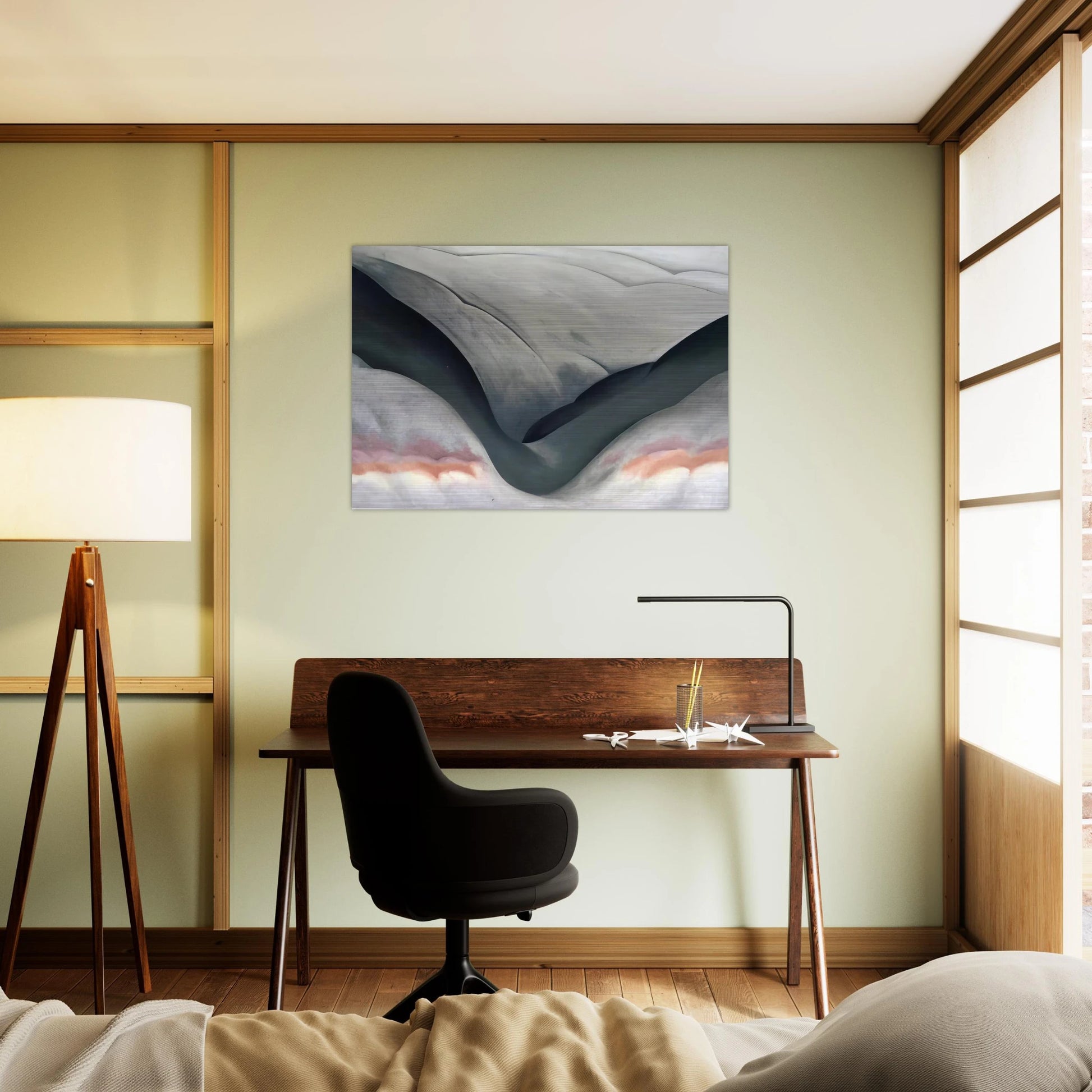 Black Place, Grey and Pink - Georgia O'Keeffe Brushed Aluminum Print - 70x100 cm / 28x40 inches | Georgia O'Keeffe Aluminum Print | Georgia O'Keeffe Prints