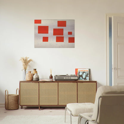 Komposition mit 8 roten Rechtecken Composition with 8 Red Rectangles - 1964 - Blinky Palermo Brushed Aluminum Print - 70x100 cm / 28x40 inches | Blinky Palermo Aluminum Print | Blinky Palermo Prints
