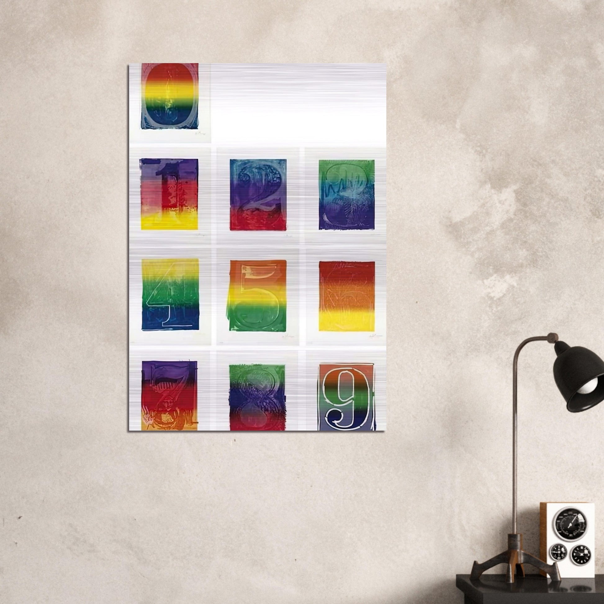 COLOR NUMERAL SERIES ULAE 59 68 1969 - Jasper Johns Brushed Aluminum Print - 70x100 cm / 28x40 inches | Jasper Johns Aluminum Print | Jasper Johns Prints