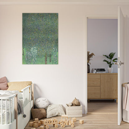 ROSES UNDER THE TREES - Gustav Klimt Brushed Aluminum Print - 70x100 cm / 28x40 inches | Gustav Klimt Aluminum Print | Gustav Klimt Prints