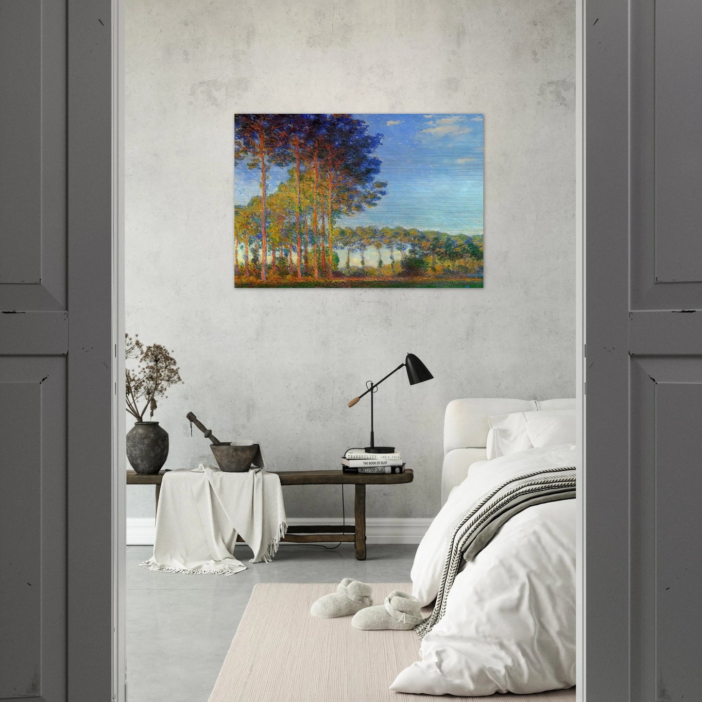 Poplars on the Banks of the River Epte, Seen from the Marsh - claude monet Brushed Aluminum Print - 70x100 cm / 28x40 inches | claude monet Aluminum Print | claude monet Prints
