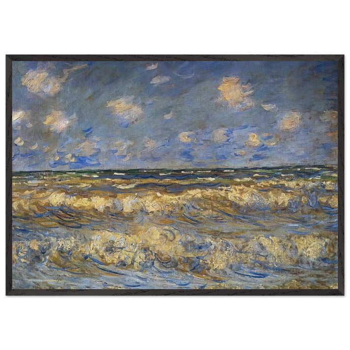 Rough Sea - claude monet 70x100 cm / 28x40 inches Framed Art Print – Black Wooden Frame