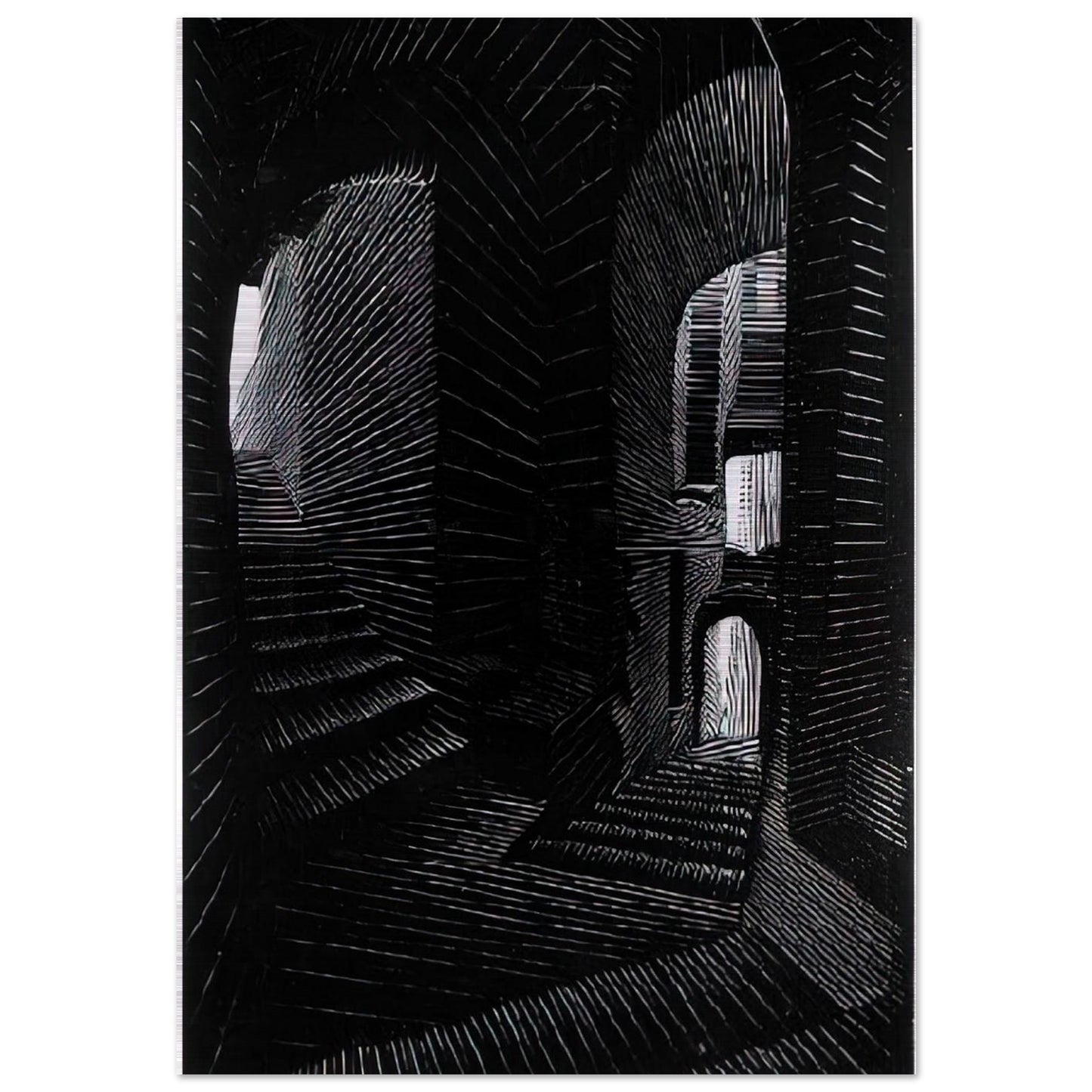 COVERED ALLEY IN ATRANI - MC Escher Brushed Aluminum Print - 70x100 cm / 28x40 inches | MC Escher Aluminum Print | MC Escher Prints