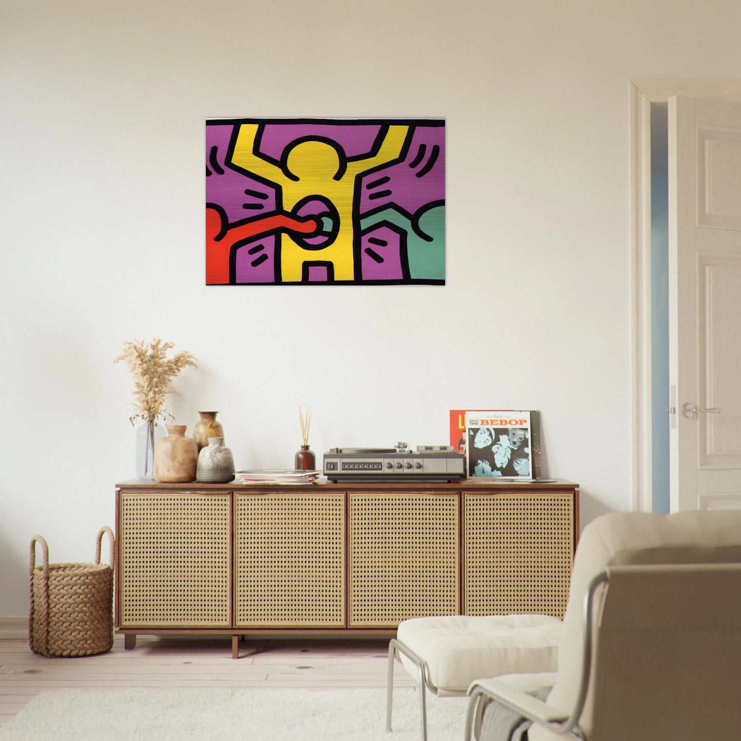 POP SHOP 1 1987 - Keith Haring Brushed Aluminum Print - 70x100 cm / 28x40 inches | Keith Haring Aluminum Print | Keith Haring Prints