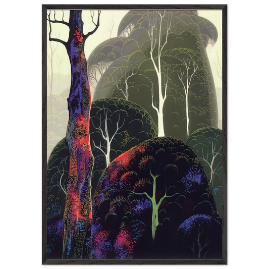 Early Autumn - Eyvind Earle 70x100 cm / 28x40 inches Framed Art Print – Black Wooden Frame