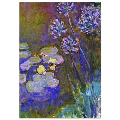 Water Lilies and Agapanthus - claude monet Brushed Aluminum Print - 70x100 cm / 28x40 inches | claude monet Aluminum Print | claude monet Prints