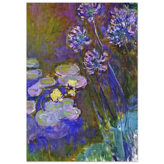 Water Lilies and Agapanthus - claude monet Brushed Aluminum Print - 70x100 cm / 28x40 inches | claude monet Aluminum Print | claude monet Prints