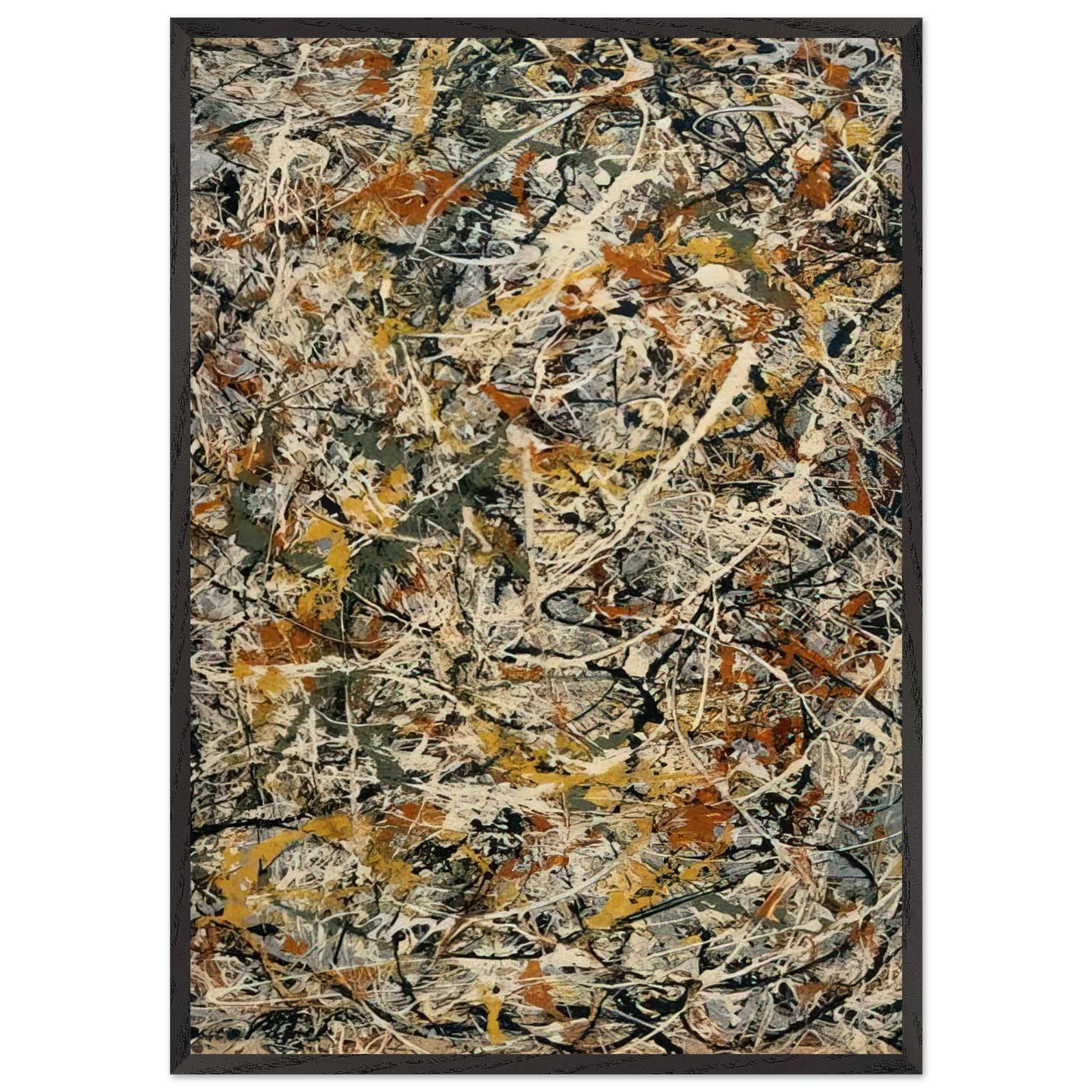 NUMBER 3 1 - Jackson Pollock 70x100 cm / 28x40 inches Framed Art Print – Black Wooden Frame