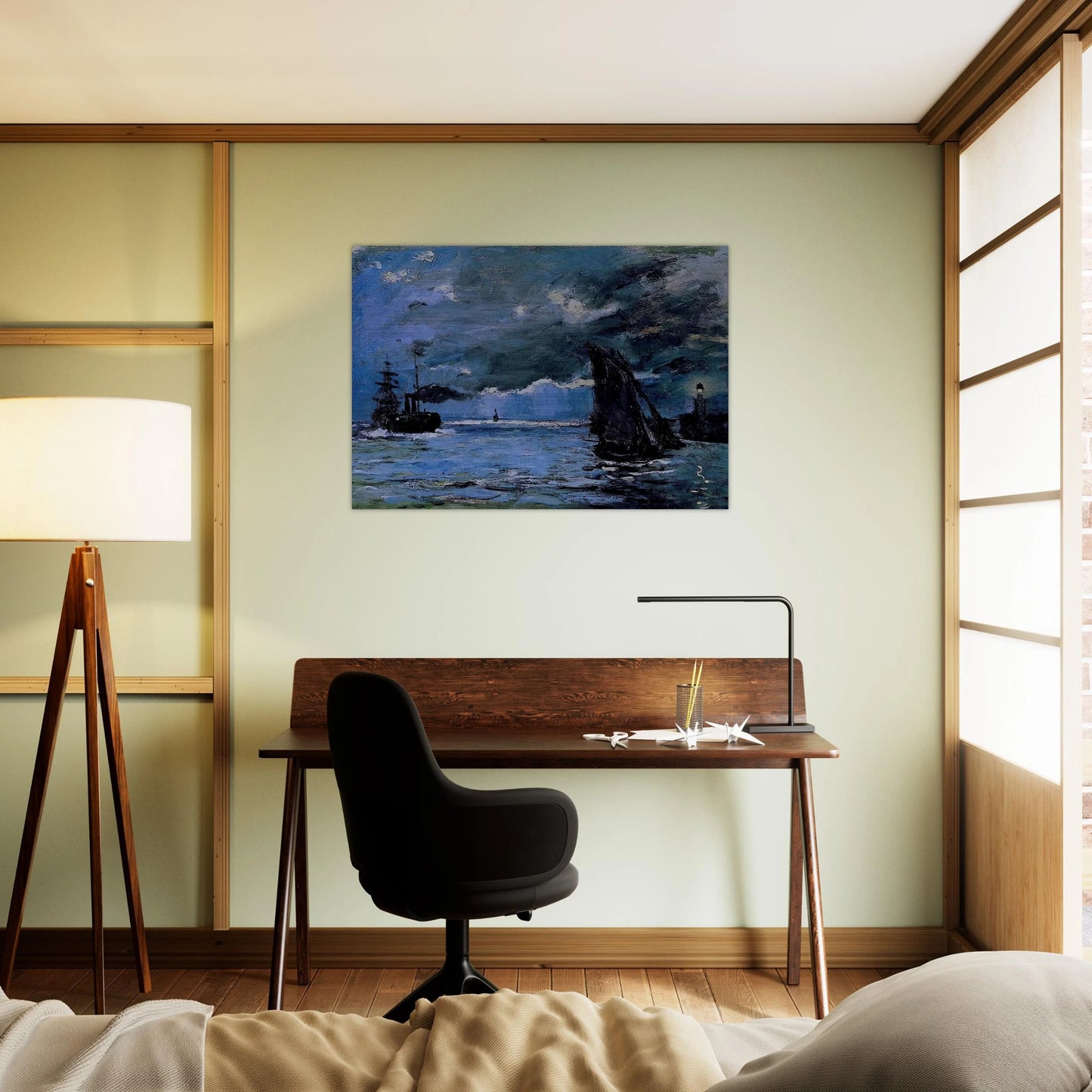 Seascape, Night Effect - claude monet Brushed Aluminum Print - 70x100 cm / 28x40 inches | claude monet Aluminum Print | claude monet Prints