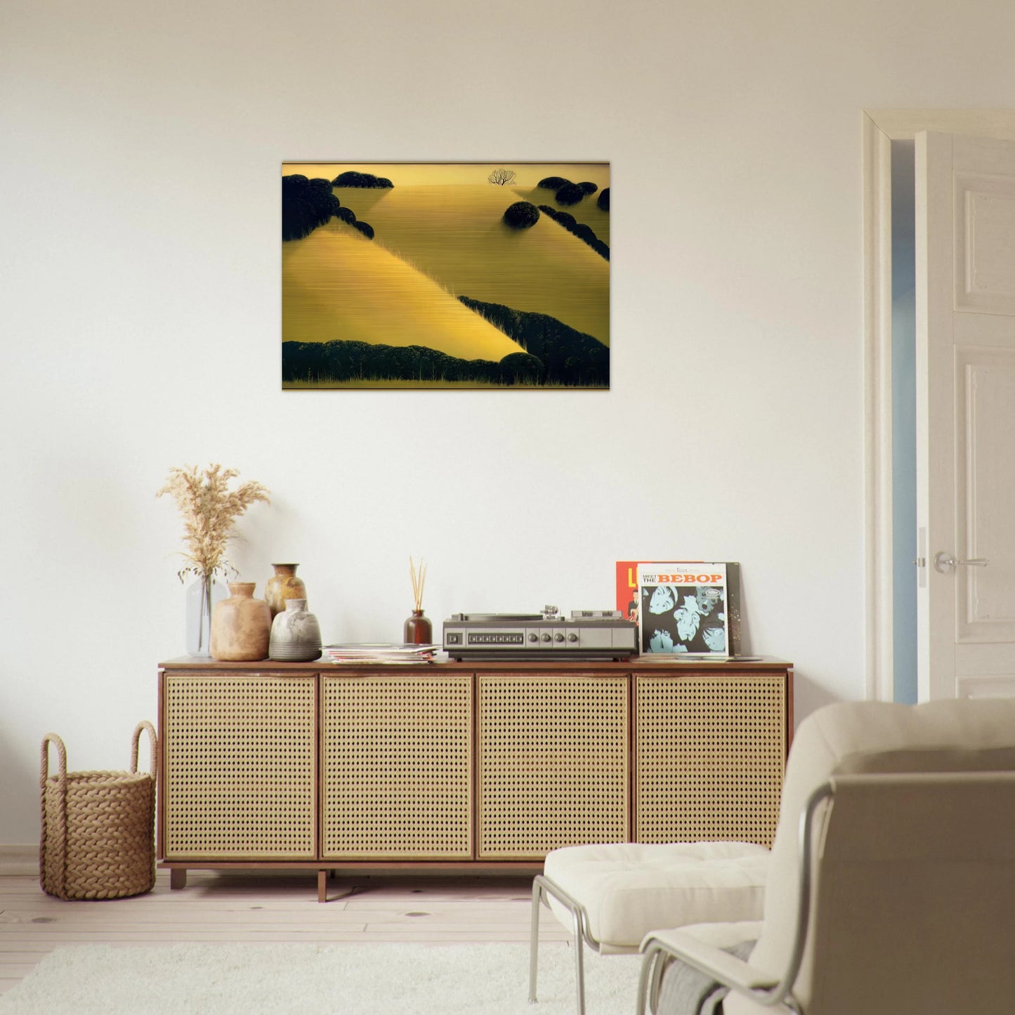 Golden Hills - Eyvind Earle Brushed Aluminum Print - 70x100 cm / 28x40 inches | Eyvind Earle Aluminum Print | Eyvind Earle Prints