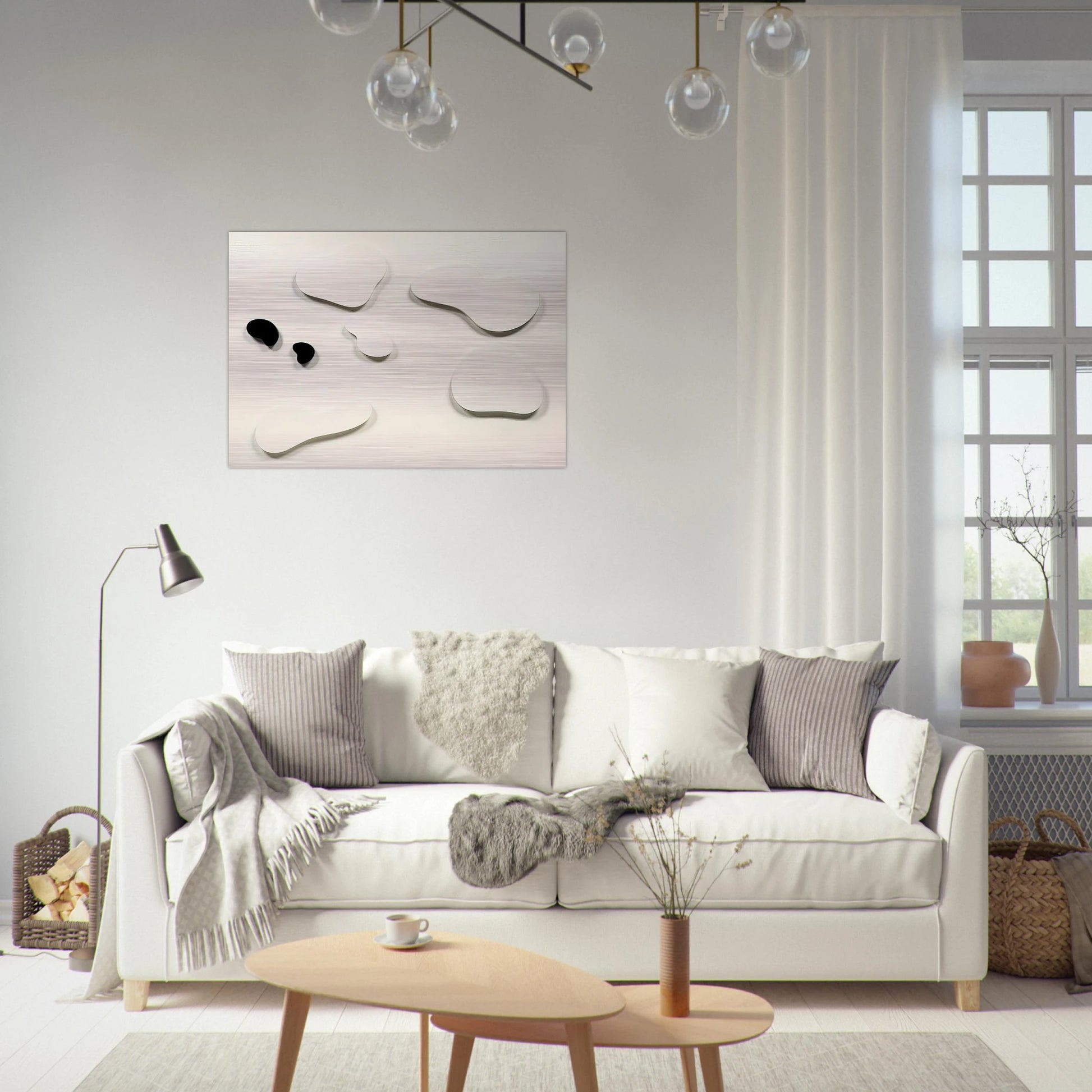 Constellation with 5 White Forms and 2 Black - Jean Arp Brushed Aluminum Print - 70x100 cm / 28x40 inches | Jean Arp Aluminum Print | Jean Arp Prints