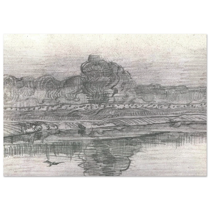 Landscape with the Oise - Vincent van Gogh Brushed Aluminum Print - 70x100 cm / 28x40 inches | Vincent van Gogh Aluminum Print | Vincent van Gogh Prints