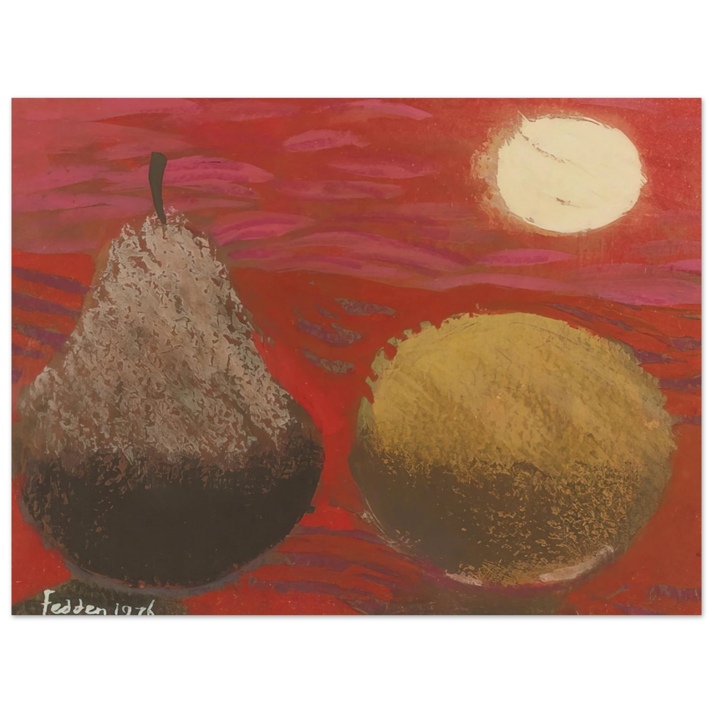 Mary Fedden - Still Life on Red - 1976  75x100 cm / 30x40inches Fine Art Poster
