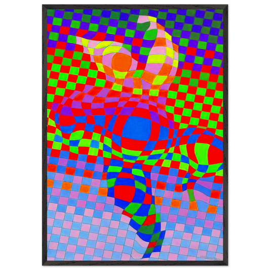 Harlequin - Victor Vasarely 70x100 cm / 28x40 inches Framed Art Print – Black Wooden Frame