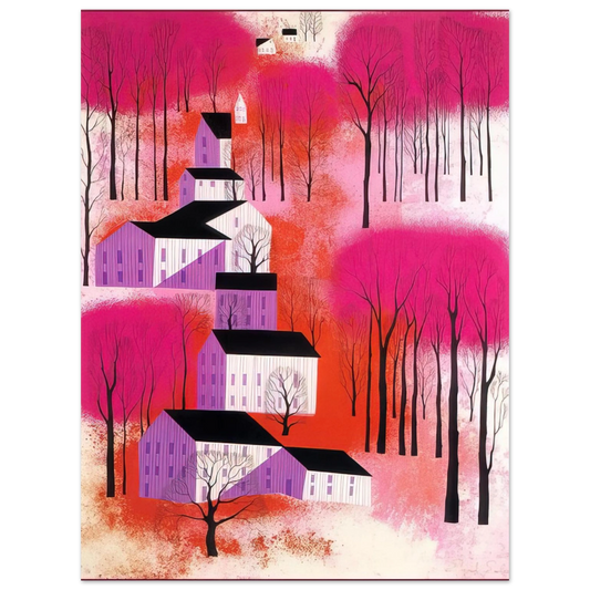 Eyvind Earle - Autumn Sunset  75x100 cm / 30x40inches Fine Art Poster