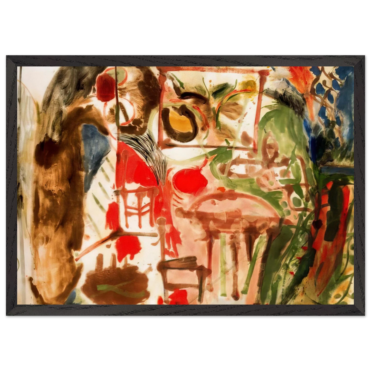 Helen Frankenthaler - Interior - 1957 Wall art - 20x25 cm / 8x10 inches - Premium Wooden Framed Poster With Fine Art Paper-canvas - Wood frame