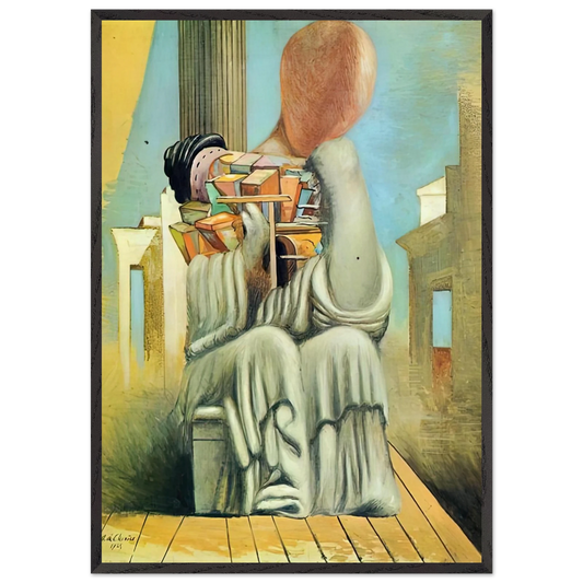 THE TERRIBLE GAMES 1925 - Giorgio de Chirico 70x100 cm / 28x40 inches Framed Art Print – Black Wooden Frame