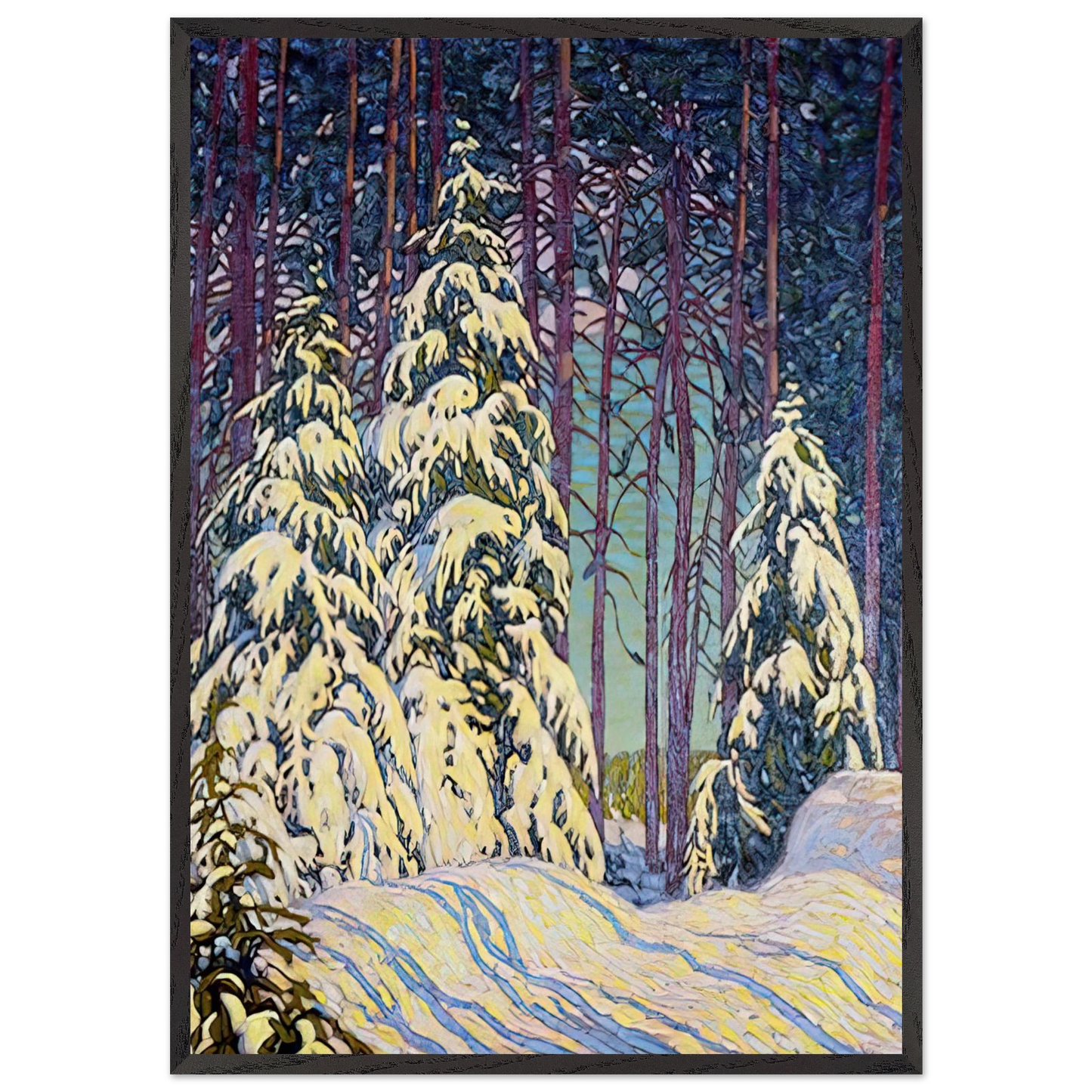 Winter Sunrise - 1913 - Lawren Harris 70x100 cm / 28x40 inches Framed Art Print – Black Wooden Frame