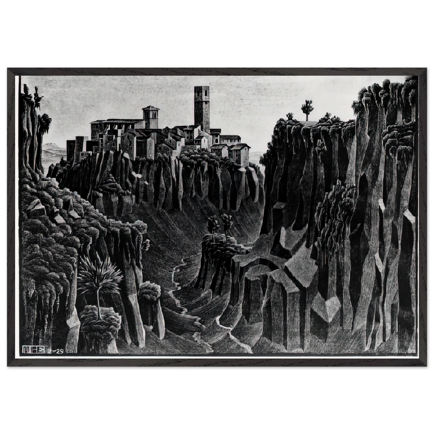 CIMINO BARBARANO - MC Escher 70x100 cm / 28x40 inches Framed Art Print – Black Wooden Frame | Maurits Cornelis Escher Prints