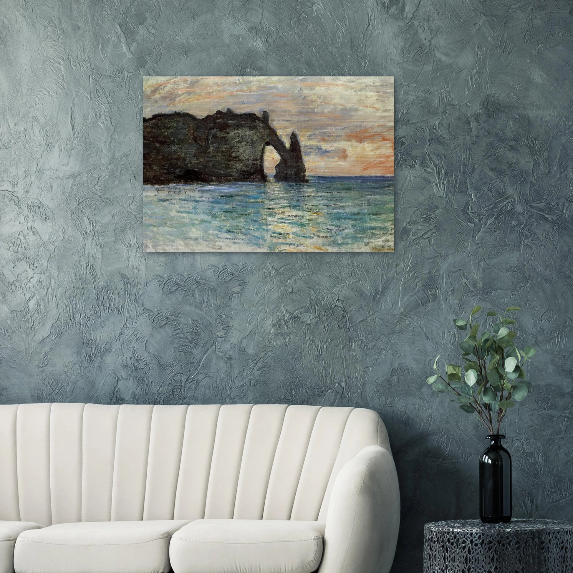 The Manneport, Cliff at Etretat - claude monet Brushed Aluminum Print - 70x100 cm / 28x40 inches | claude monet Aluminum Print | claude monet Prints