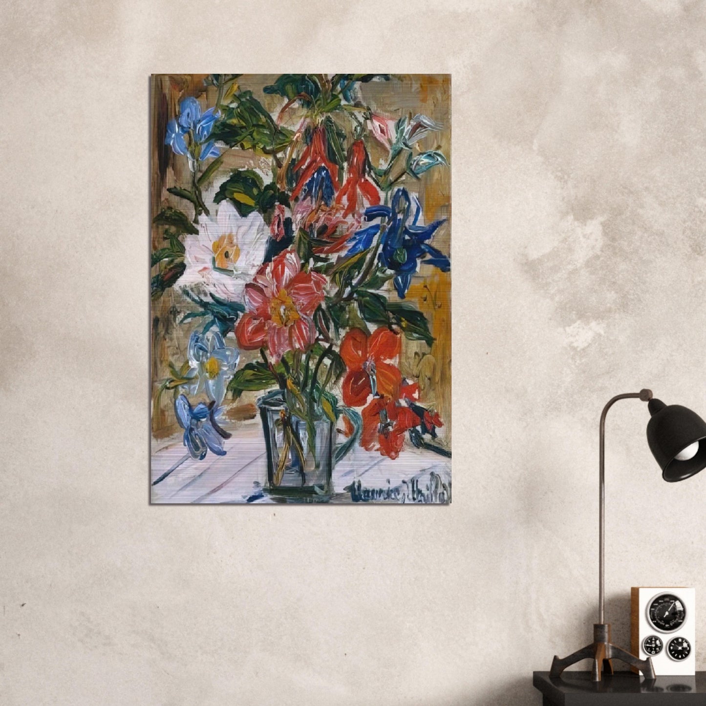 VASE WITH FLOWERS - Maurice Utrillo Brushed Aluminum Print - 70x100 cm / 28x40 inches | Maurice Utrillo Aluminum Print | Maurice Utrillo Prints