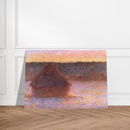 Haystacks at Sunset, Frosty Weather - claude monet Brushed Aluminum Print - 70x100 cm / 28x40 inches | claude monet Aluminum Print | claude monet Prints