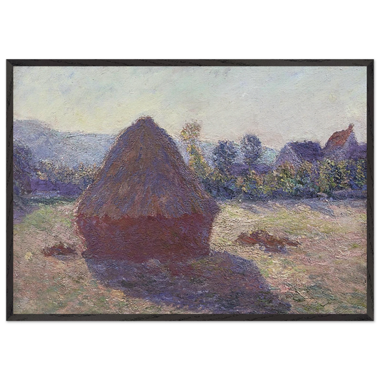 A Haystack in the Evening Sun - claude monet 70x100 cm / 28x40 inches Framed Art Print – Black Wooden Frame