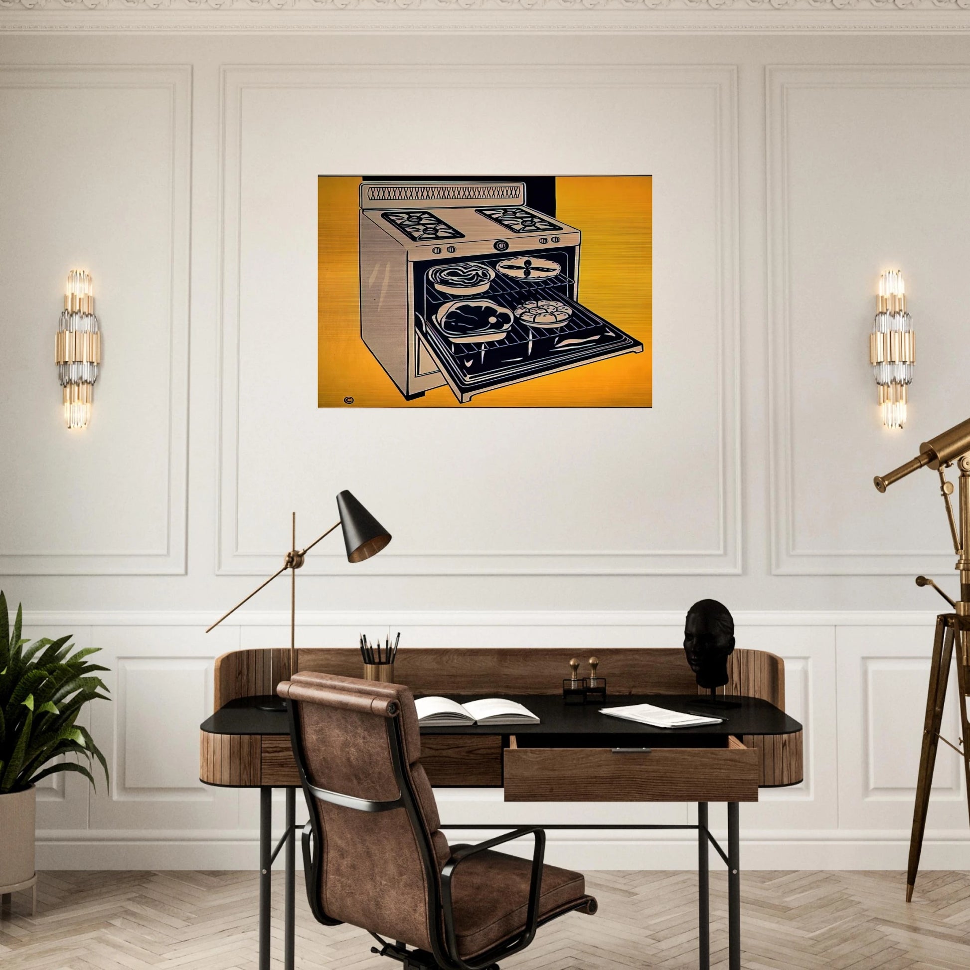 KITCHEN RANGE 1962 - Roy Lichtenstein Brushed Aluminum Print - 70x100 cm / 28x40 inches | Roy Lichtenstein Aluminum Print | Roy Lichtenstein Prints