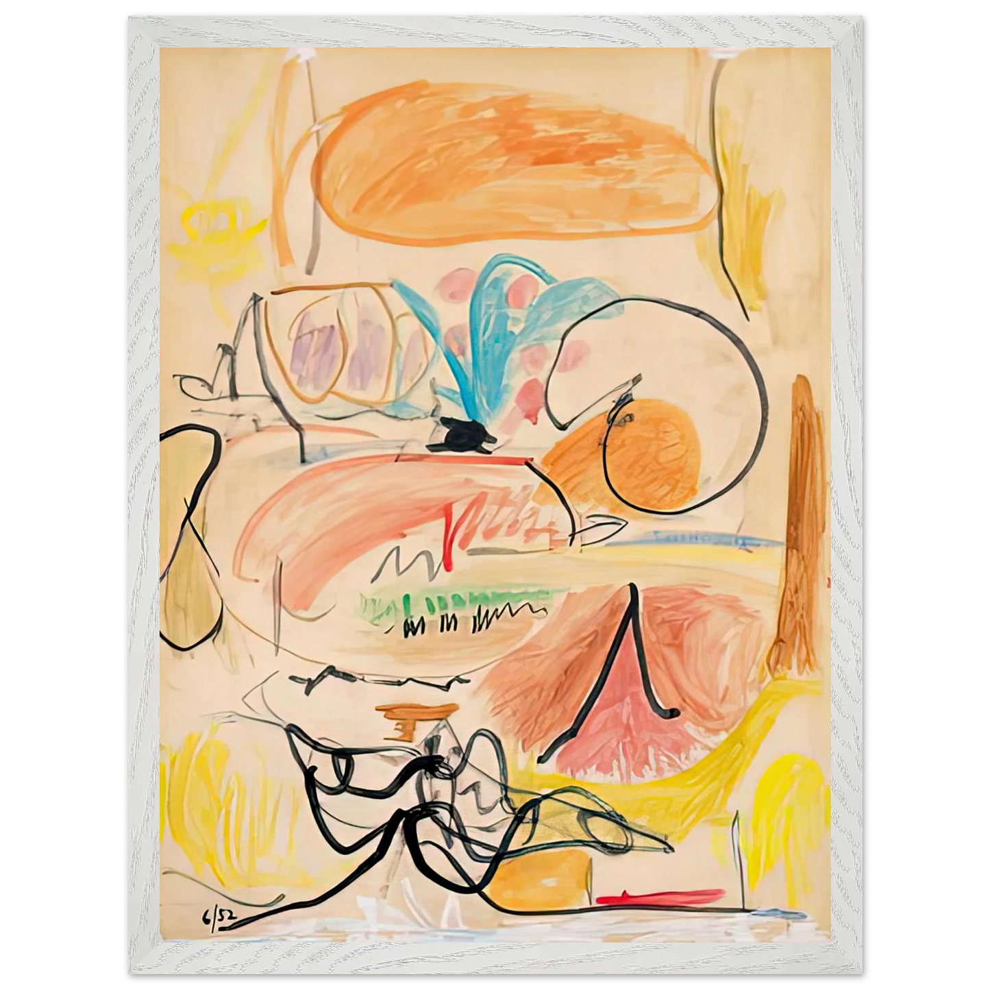 Helen Frankenthaler - Window Shade No. 1, 1952- Wall Art - 30x40 cm / 12x16 inches - Premium Wooden Framed Poster With Fine Art Paper-canvas - Black frame