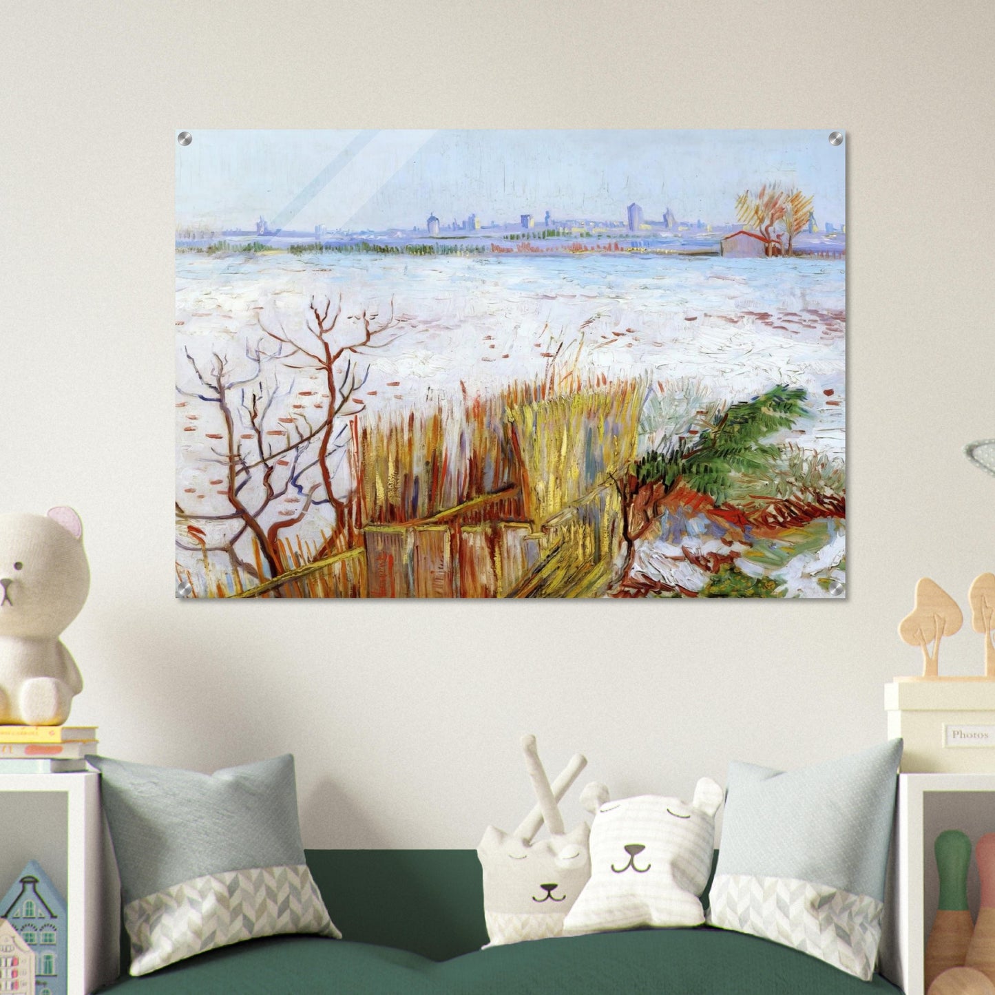 Snowy Landscape with Arles in the Background - Vincent van Gogh Acrylic Print - 70x100 cm / 28x40″ inches