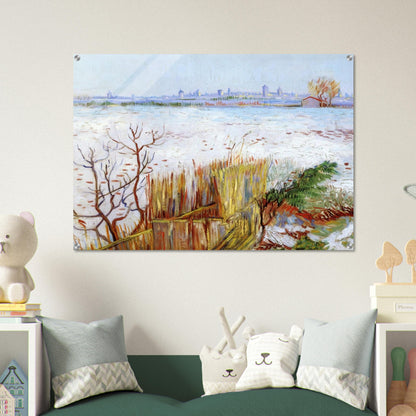 Snowy Landscape with Arles in the Background - Vincent van Gogh Acrylic Print - 70x100 cm / 28x40″ inches