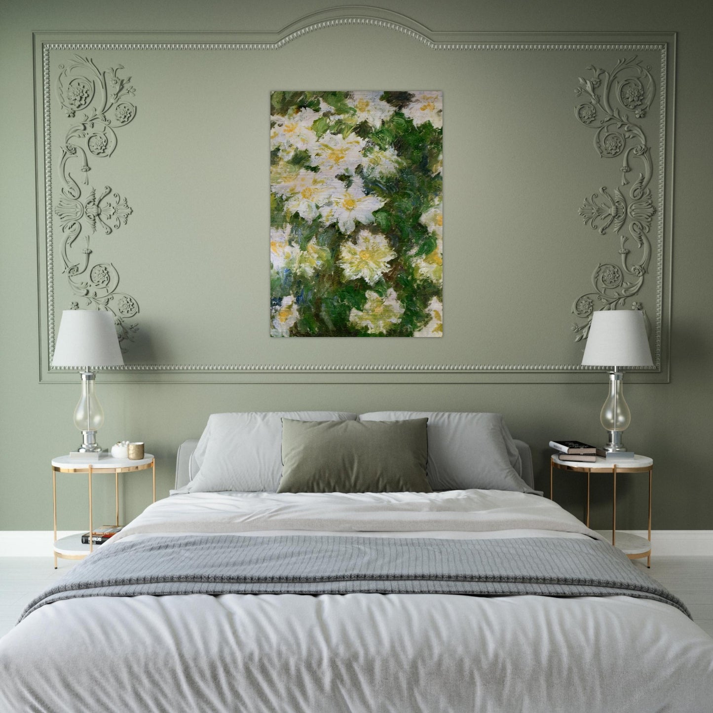 White Clematis - claude monet Brushed Aluminum Print - 70x100 cm / 28x40 inches | claude monet Aluminum Print | claude monet Prints