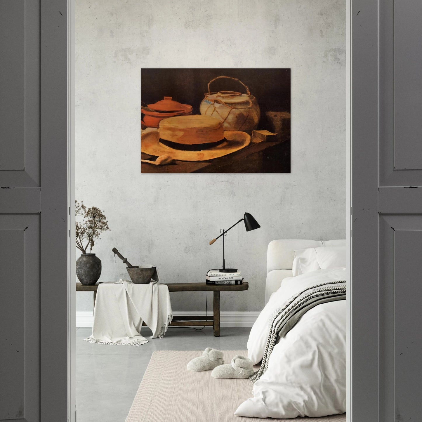 Still Life with Yellow Hat - Vincent van Gogh Brushed Aluminum Print - 70x100 cm / 28x40 inches | Vincent van Gogh Aluminum Print | Vincent van Gogh Prints