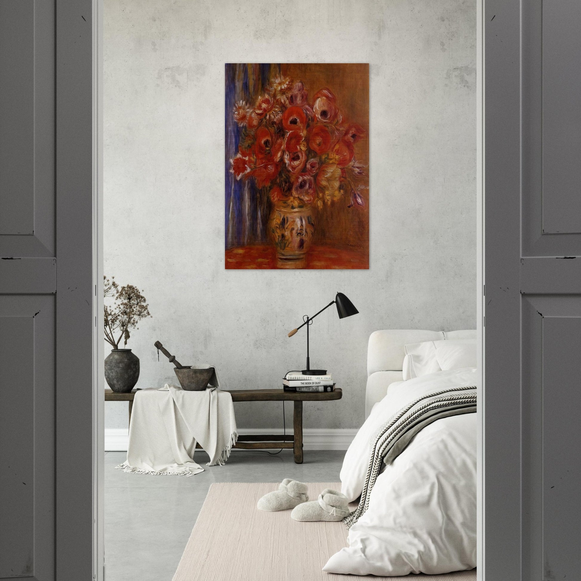 Vase of Tulips and Anemones - Pierre-Auguste Renoir Brushed Aluminum Print - 70x100 cm / 28x40 inches | Pierre-Auguste Renoir Aluminum Print | Pierre-Auguste Renoir Prints
