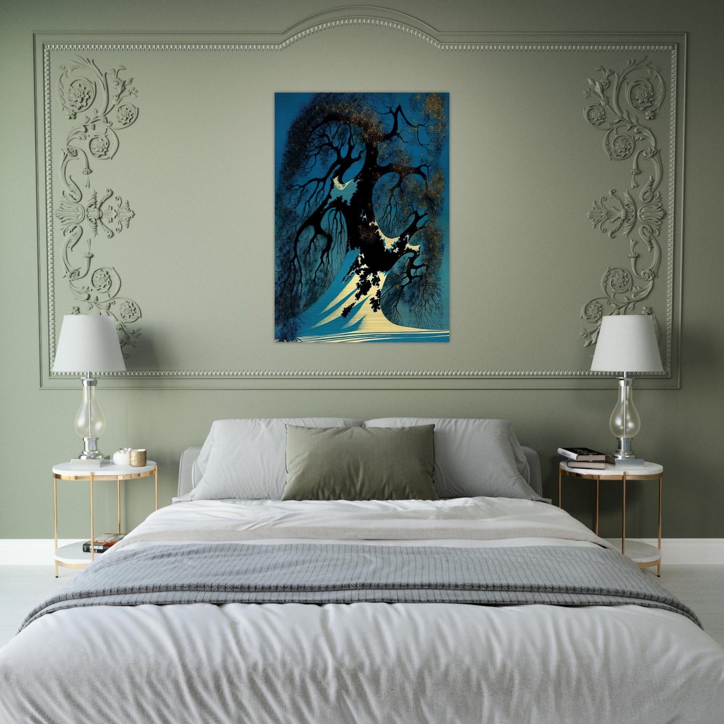 Winter Bonsai - Eyvind Earle Brushed Aluminum Print - 70x100 cm / 28x40 inches | Eyvind Earle Aluminum Print | Eyvind Earle Prints