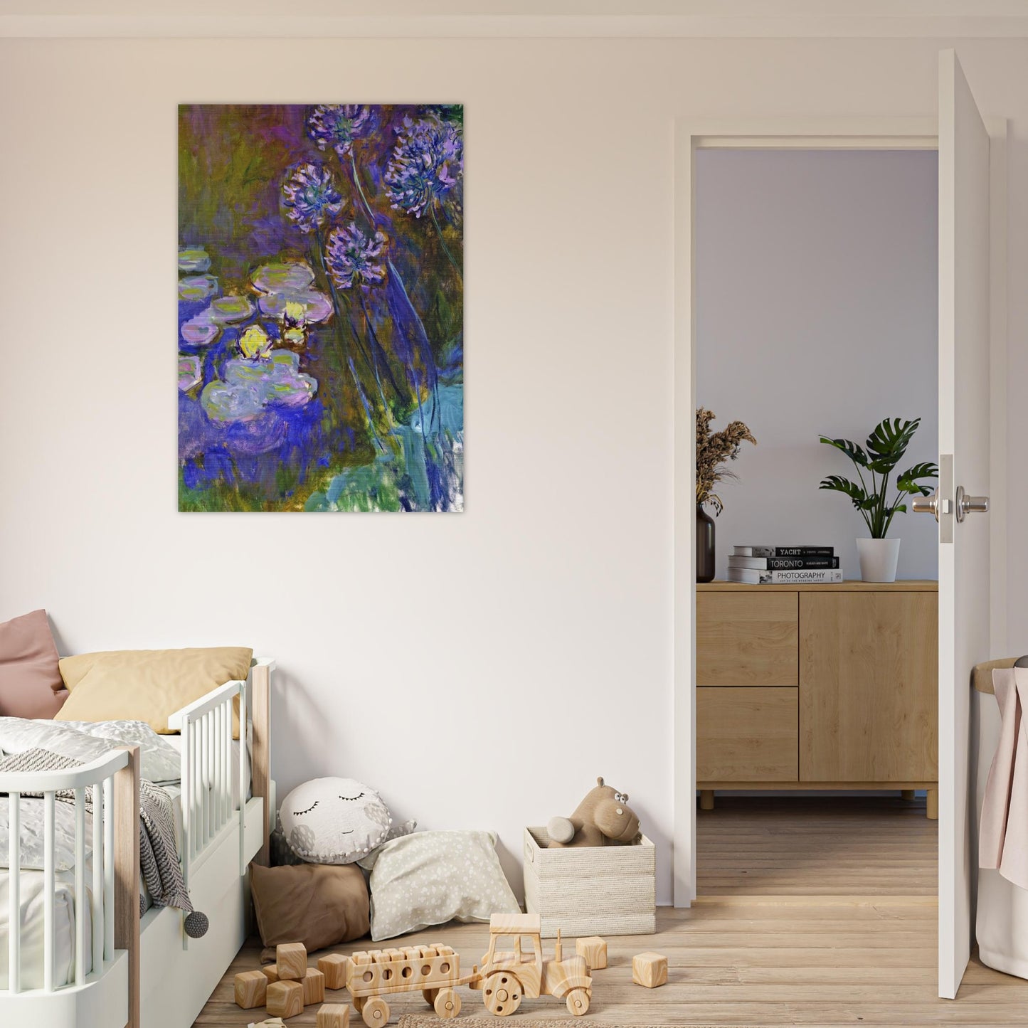 Water Lilies and Agapanthus - claude monet Brushed Aluminum Print - 70x100 cm / 28x40 inches | claude monet Aluminum Print | claude monet Prints