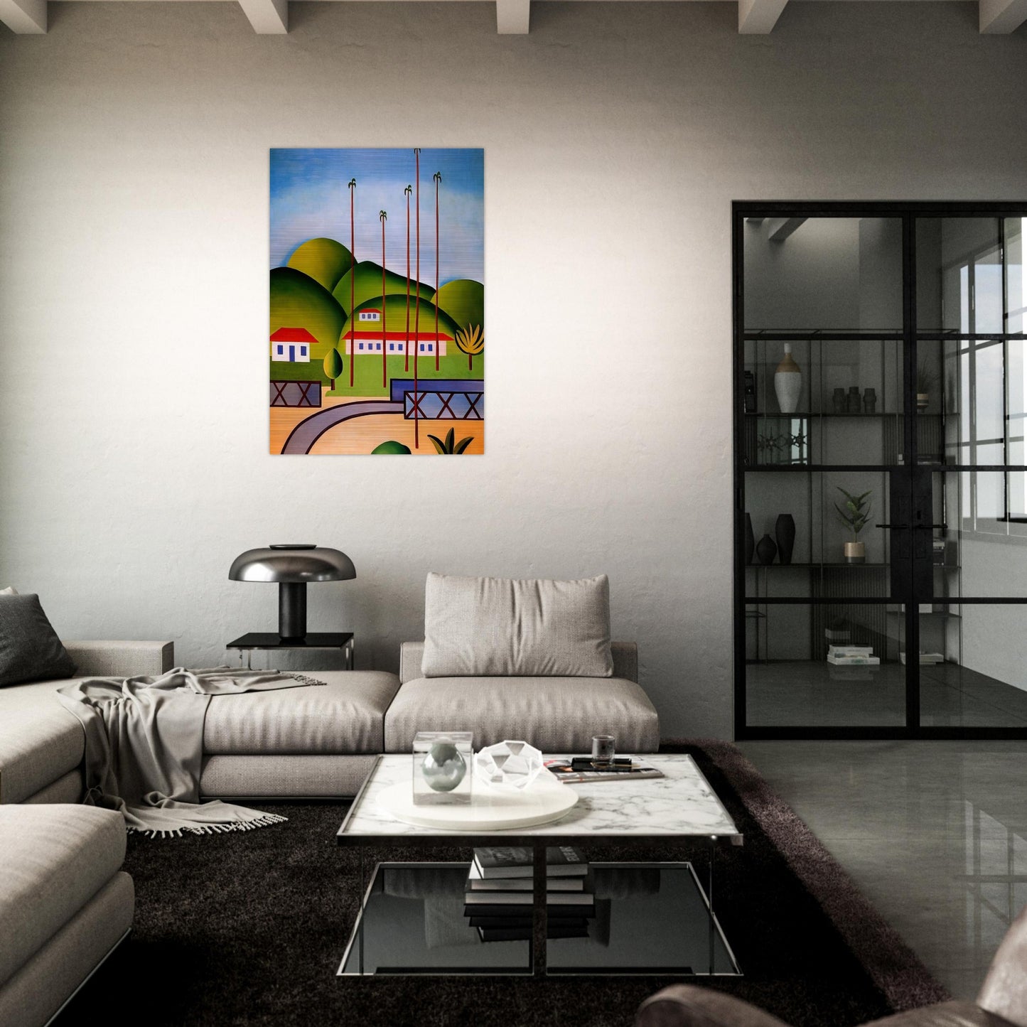 Palm Trees - Tarsila do Amaral Brushed Aluminum Print - 70x100 cm / 28x40 inches | Tarsila do Amaral Aluminum Print | Tarsila do Amaral Prints