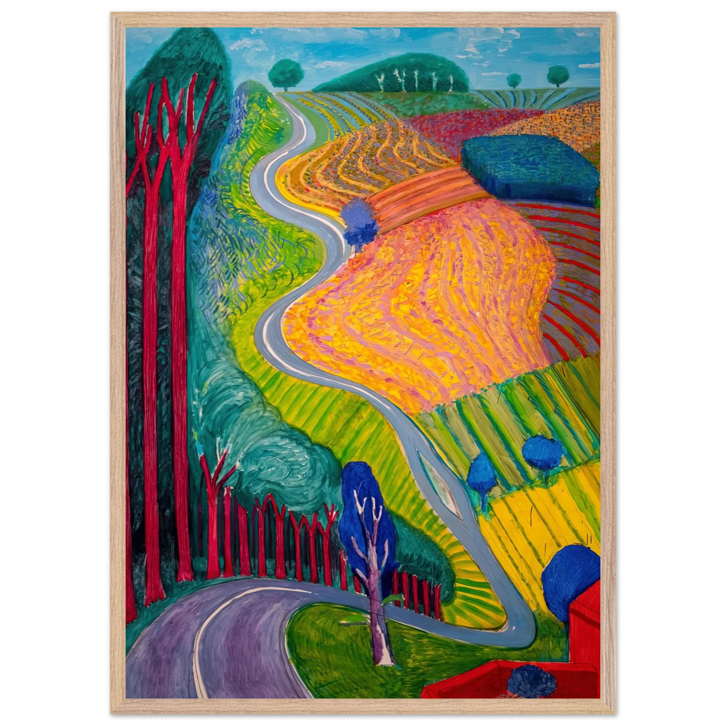 David Hockney - David Hockney Wall art - 28x43  cm / XL (11x17 inches) - Premium Wooden Framed Poster With Fine Art Paper-canvas - White frame